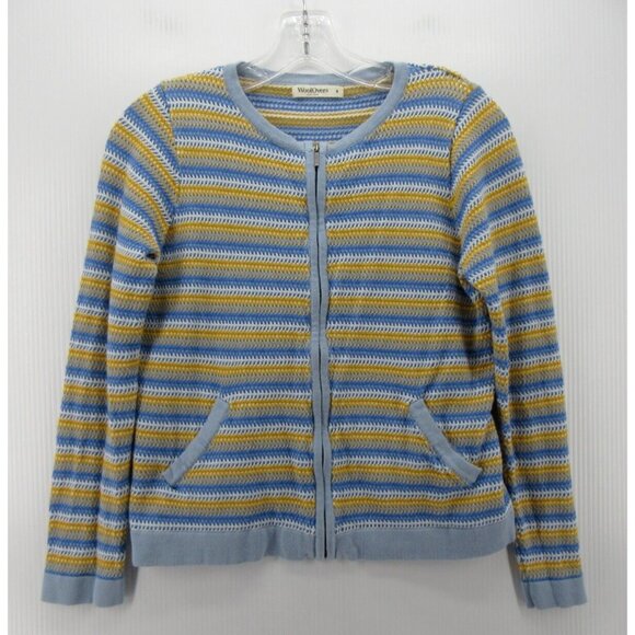 Woolovers Sweaters - Woolovers Sweater Small Full Zip Cardigan Striped Organic Cotton Zip